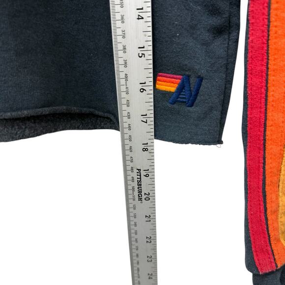 Aviator Nation Bolt Embroidery Crop Sweatshirt Charcoal/Rainbow Size XS - Picture 9 of 9